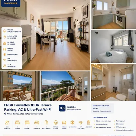 Frgk Fauvettes 1bdr Terrace, Parking, Ac&ultra-fast Wi-fi Cannes